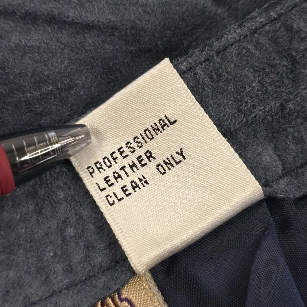 Vintage 90s Dusky Blue Genuine Suede Leather Pencil Skirt 11/12 Lined Midi - Picture 6 of 6
